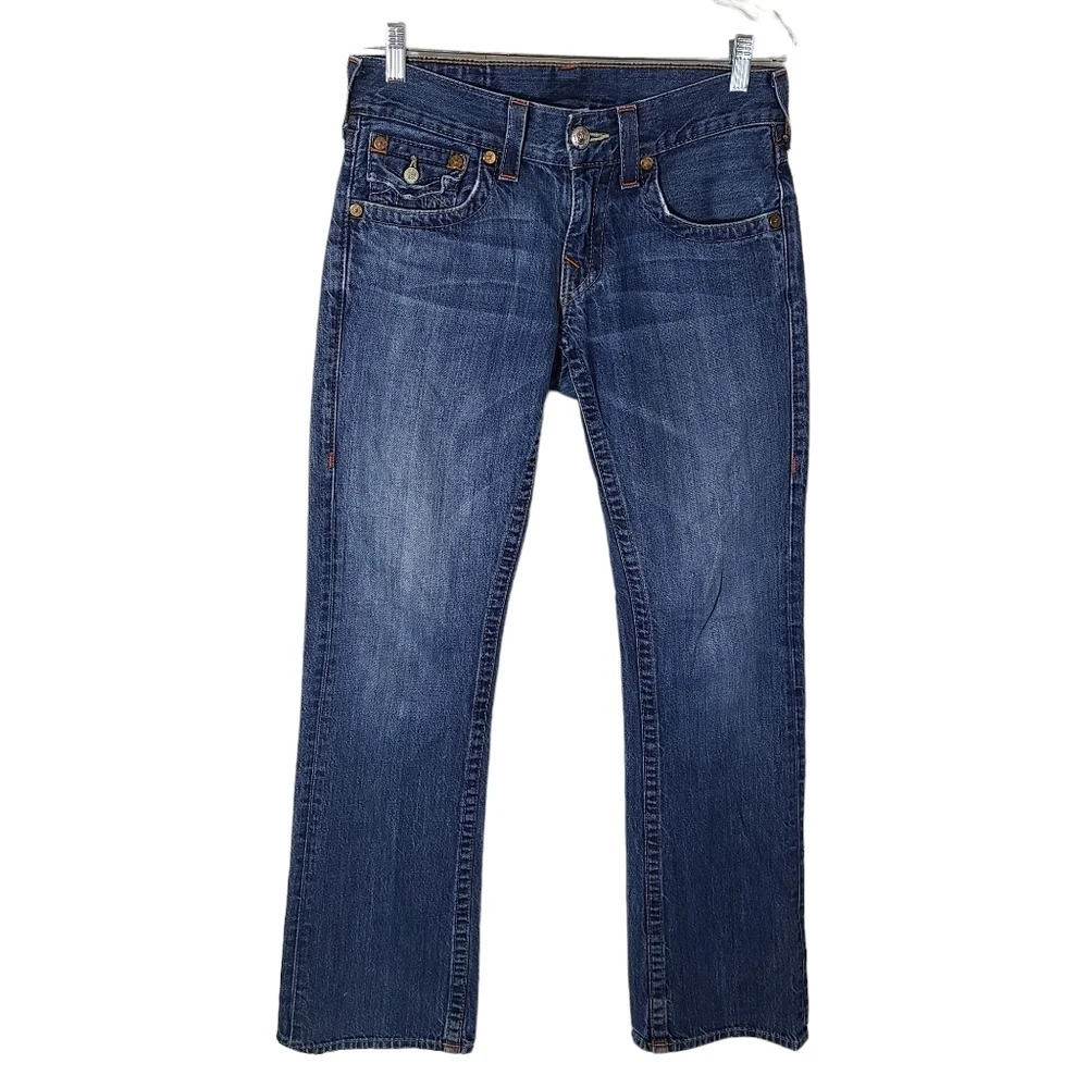True Religion Medium Wash boot cut flap‎ pocket jeans Women's size 29